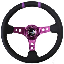 Nrg Limited Edition 350Mm Sport Steering Wheel (3" Deep) Purple W/ Purple Double Center Markings