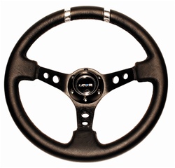 Nrg Limited Edition 350Mm Sport Steering Wheel (3" Deep) Black W/ Silver Double Center Markings