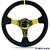 Nrg 350Mm Sport Steering Wheel (3" Deep) - Black Leather W/ Red Baseball Stitching - Gold Center Yellow Center Marking