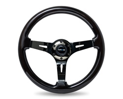 Nrg Classic Black Wood Grain Steering Wheel (3" Deep), 350Mm, 3 Spoke Center In Black Chrome