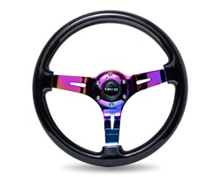 Nrg Classic Black Wood Grain Steering Wheel (3" Deep), 350Mm, 3 Spoke Center In Neochrome