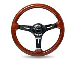 Nrg Classic Dark Wood Grain Steering Wheel (3" Deep), 350Mm, 3 Spoke Center In Black Chrome