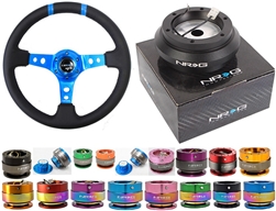 Nrg Quick Release Combo Nrg Limited Edition 350Mm Sport Steering Wheel (3" Deep) New Blue W /Blue Double Center Markings