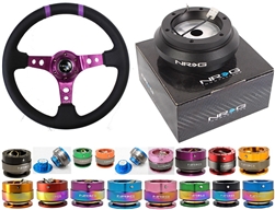 Nrg Quick Release Combo Nrg Limited Edition 350Mm Sport Steering Wheel (3" Deep) Purple W/ Purple Double Center Markings