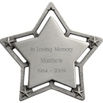 Engraved Large Star Pewter Ornament