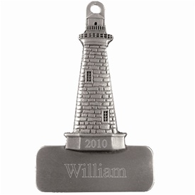 Engraved Lighthouse Pewter Ornament