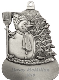 Snowman with Birds Engravable Pewter Ornament