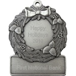 Engraved Christmas Wreath Pewter Ornament