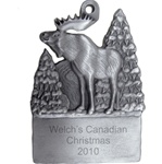 Engravable Moose in the Woods Pewter Ornament