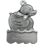 Baby Duck Engraved Pewter Ornament