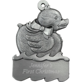 Baby Duck Engraved Pewter Ornament
