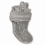 Pewter Stocking Engraved Ornament