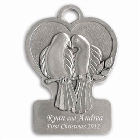 Engravable Doves Pewter Ornament