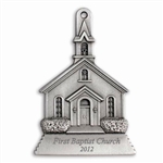 Engravable Church Pewter Ornament