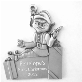 Engravable Elf Pewter Ornament