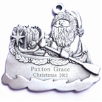 Engravable Santa in Canoe Pewter Ornament