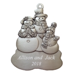 Pewter Snowman Family Ornament