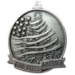 Engravable God Bless America Pewter Ornament