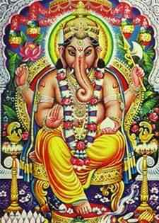 2061S<BR><BR>Ganesh Blessing Poster on Cardboard - 15"x20"