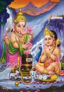 2064S<BR><BR>Ganesh and Kartike Poster on Cardboard - 15"x20"