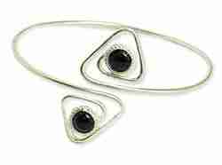 ARB04<BR><BR>2 Pieces Upper Arm Bracelet with Bead Silver Tone