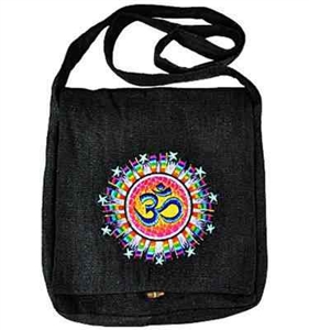 Wholesale Black Om Symbol Hemp Shoulder Bag