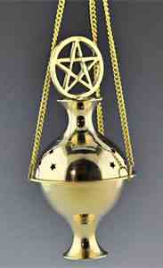 Wholesale Pentacle Brass Hanging Censer Burner