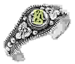 BCT105<br><br> Om Symbol Tibetan Bracelet Silver Tone - 1.25"
