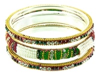BCT76MG<BR><BR> 3 Pieces Bangle Bracelet Set in Multicolor White Metal - 2.5"D