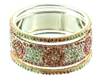 BCT77PK-A> 3 Pieces Bangle Bracelet Set in Pink White Metal - 2.5"D