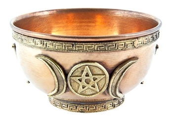 Triple Moon Pentacle Copper Offering Bowl