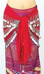 BS01RD<br><br> BELLY DANCE HIP SCARF 24"X50" (RED)