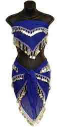 BS05BL<br><br> BELLY DANCE HIP SCARF 58"X28" (BLUE)