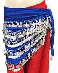 BS06BL<br><br> Belly Dance Hip Scarf - 62"x30" (Blue)