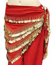 BS06RD<br><br> Belly Dance Hip Scarf - 62"x30" (Red)
