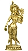 BST156<br><br> Goddess Tara Standing Brass Statue - 12"H