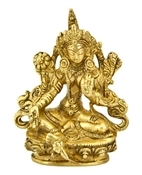 BST159<br><br> Green Tara Brass Statue - 4.5"H