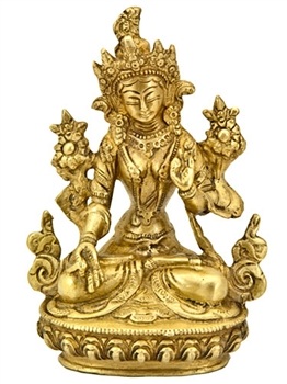 BST160<br><br> *WHITE TARA BRASS STATUE - 6"H