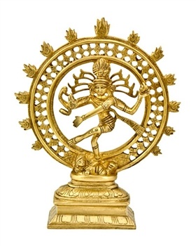 BST163<br><br> Natraj Dancing Double Ring Brass Statue - 9"H