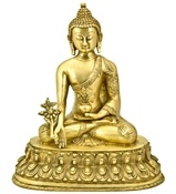 BST166<br><br> Medicine Buddha Brass Statue - 10.5"H, 6"W