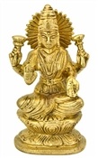BST175<br><br> Goddess Laxmi on Lotus Brass Statue - 4.5"H