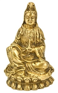 BST178<br><br> Goddess Kwan Yin Brass Statue - 4"H