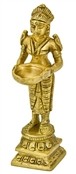 BST190<br><br> Goddess Laxmi with Deep Brass Statue - 4"H