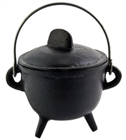 <!CAL21>CAL21<br><br>Cast Iron Cauldron with Lid - 5"H, 4.5"D