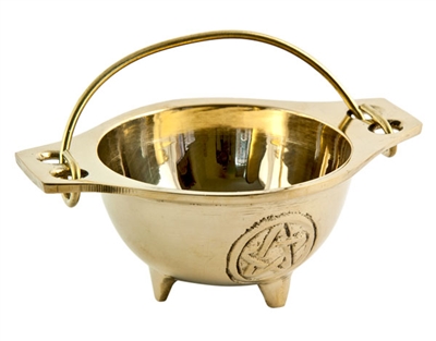 CAL52<br><br>Pentacle Brass Cauldron - 1.75"H, 3"D