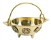 CAL56<BR><BR>Seven Chakra Brass Cauldron - 1.75"H, 3"D