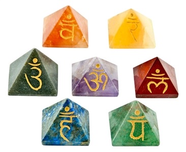 Wholesale Carved Seven Chakra Pyramid Set