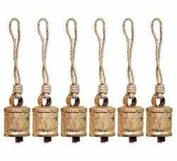 CLB12<br><br> Copper Mongolian Caravan Bell with Hemp Rope - 6"L, 1.5"D