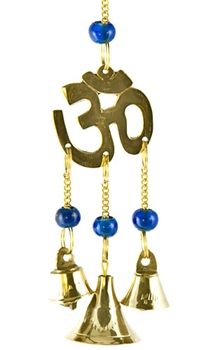 CLB20<br><br> 4 Pieces Om Brass Chime with Beads - 9"L