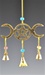 CLB27<BR><BR>4 Pieces Triple Moon Brass Chime with Beads - 9"L